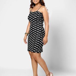 Women Stretchable Mini Tank Dress with Metal Straps